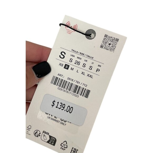 Zara Womens Blazer Suit Jacket S Small Ecru Topstitched Polyester 2818/781 NWT - Picture 4 of 16